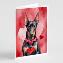 Load image into Gallery viewer, Doberman Pinscher My Valentine Greeting Cards - Blank Note Cards – 8-Pack of Artist-Designed Cards with Envelopes