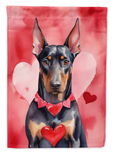 Load image into Gallery viewer, Doberman Pinscher Valentine’s Day Garden Flag – Dog-Themed Heart Yard Decor