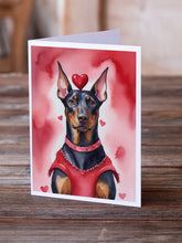 Load image into Gallery viewer, Doberman Pinscher My Valentine Greeting Cards - Blank Note Cards – 8-Pack of Artist-Designed Cards with Envelopes