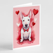 Load image into Gallery viewer, English Bull Terrier My Valentine Greeting Cards - Blank Note Cards – 8-Pack of Artist-Designed Cards with Envelopes
