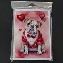 Load image into Gallery viewer, English Bulldog My Valentine Greeting Cards - Blank Note Cards – 8-Pack of Artist-Designed Cards with Envelopes