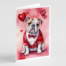 Load image into Gallery viewer, English Bulldog My Valentine Greeting Cards - Blank Note Cards – 8-Pack of Artist-Designed Cards with Envelopes