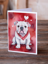 Load image into Gallery viewer, English Bulldog My Valentine Greeting Cards - Blank Note Cards – 8-Pack of Artist-Designed Cards with Envelopes