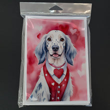 Load image into Gallery viewer, English Setter My Valentine Greeting Cards - Blank Note Cards – 8-Pack of Artist-Designed Cards with Envelopes