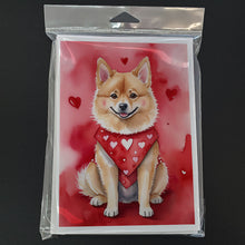 Load image into Gallery viewer, Finnish Spitz My Valentine Greeting Cards - Blank Note Cards – 8-Pack of Artist-Designed Cards with Envelopes