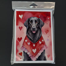 Load image into Gallery viewer, Flat-Coated Retriever My Valentine Greeting Cards - Blank Note Cards – 8-Pack of Artist-Designed Cards with Envelopes