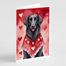 Load image into Gallery viewer, Flat-Coated Retriever My Valentine Greeting Cards - Blank Note Cards – 8-Pack of Artist-Designed Cards with Envelopes
