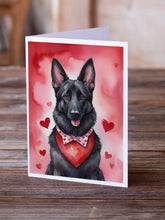 Load image into Gallery viewer, Black German Shepherd My Valentine Greeting Cards - Blank Note Cards – 8-Pack of Artist-Designed Cards with Envelopes