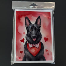 Load image into Gallery viewer, Black German Shepherd My Valentine Greeting Cards - Blank Note Cards – 8-Pack of Artist-Designed Cards with Envelopes