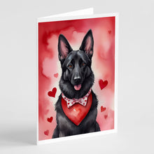 Load image into Gallery viewer, Black German Shepherd My Valentine Greeting Cards - Blank Note Cards – 8-Pack of Artist-Designed Cards with Envelopes