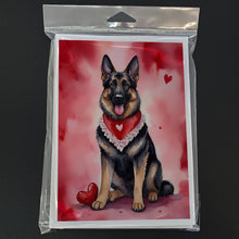 Load image into Gallery viewer, German Shepherd My Valentine Greeting Cards - Blank Note Cards – 8-Pack of Artist-Designed Cards with Envelopes