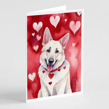 Load image into Gallery viewer, White German Shepherd My Valentine Greeting Cards - Blank Note Cards – 8-Pack of Artist-Designed Cards with Envelopes