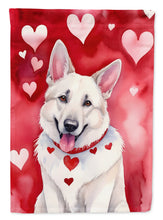 Load image into Gallery viewer, White German Shepherd Valentine’s Day Garden Flag – Dog-Themed Heart Yard Decor