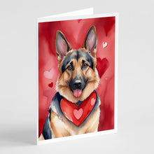 Load image into Gallery viewer, German Shepherd My Valentine Greeting Cards - Blank Note Cards – 8-Pack of Artist-Designed Cards with Envelopes