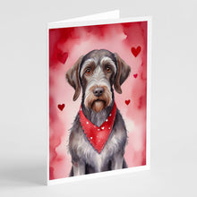 Load image into Gallery viewer, German Wirehaired Pointer My Valentine Greeting Cards - Blank Note Cards – 8-Pack of Artist-Designed Cards with Envelopes