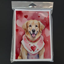 Load image into Gallery viewer, Golden Retriever My Valentine Greeting Cards - Blank Note Cards – 8-Pack of Artist-Designed Cards with Envelopes