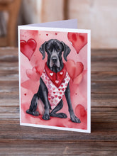 Load image into Gallery viewer, Great Dane My Valentine Greeting Cards - Blank Note Cards – 8-Pack of Artist-Designed Cards with Envelopes
