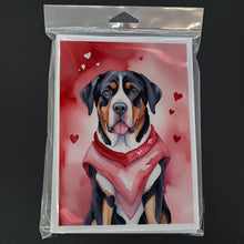 Load image into Gallery viewer, Greater Swiss Mountain Dog My Valentine Greeting Cards - Blank Note Cards – 8-Pack of Artist-Designed Cards with Envelopes