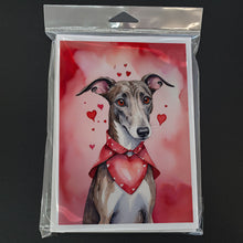 Load image into Gallery viewer, Greyhound My Valentine Greeting Cards - Blank Note Cards – 8-Pack of Artist-Designed Cards with Envelopes