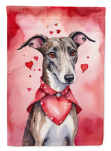 Load image into Gallery viewer, Greyhound Valentine’s Day Garden Flag – Dog-Themed Heart Yard Decor