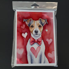 Load image into Gallery viewer, Jack Russell Terrier My Valentine Greeting Cards - Blank Note Cards – 8-Pack of Artist-Designed Cards with Envelopes