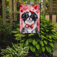 Load image into Gallery viewer, Japanese Chin Valentine’s Day Garden Flag – Dog-Themed Heart Yard Decor