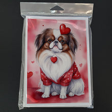 Load image into Gallery viewer, Japanese Chin My Valentine Greeting Cards - Blank Note Cards – 8-Pack of Artist-Designed Cards with Envelopes