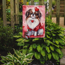 Load image into Gallery viewer, Japanese Chin Valentine’s Day Garden Flag – Dog-Themed Heart Yard Decor