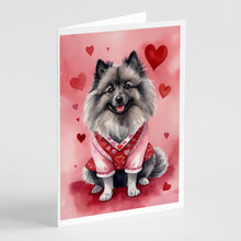 Load image into Gallery viewer, Keeshond My Valentine Greeting Cards - Blank Note Cards – 8-Pack of Artist-Designed Cards with Envelopes