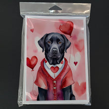 Load image into Gallery viewer, Black Labrador Retriever My Valentine Greeting Cards - Blank Note Cards – 8-Pack of Artist-Designed Cards with Envelopes