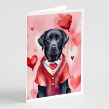 Load image into Gallery viewer, Black Labrador Retriever My Valentine Greeting Cards - Blank Note Cards – 8-Pack of Artist-Designed Cards with Envelopes