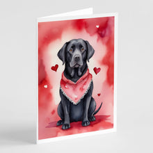 Load image into Gallery viewer, Black Labrador Retriever My Valentine Greeting Cards - Blank Note Cards – 8-Pack of Artist-Designed Cards with Envelopes