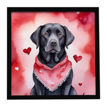 Load image into Gallery viewer, Black Labrador Retriever My Valentine Framed Metal Print
