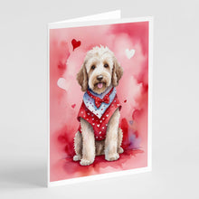 Load image into Gallery viewer, Labradoodle My Valentine Greeting Cards - Blank Note Cards – 8-Pack of Artist-Designed Cards with Envelopes
