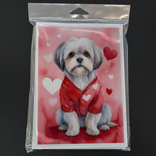 Load image into Gallery viewer, Lhasa Apso My Valentine Greeting Cards - Blank Note Cards – 8-Pack of Artist-Designed Cards with Envelopes