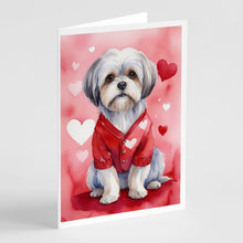 Load image into Gallery viewer, Lhasa Apso My Valentine Greeting Cards - Blank Note Cards – 8-Pack of Artist-Designed Cards with Envelopes