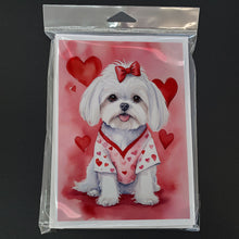 Load image into Gallery viewer, Maltese My Valentine Greeting Cards - Blank Note Cards – 8-Pack of Artist-Designed Cards with Envelopes
