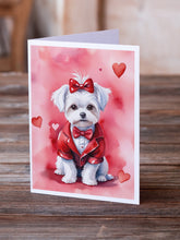 Load image into Gallery viewer, Maltese My Valentine Greeting Cards - Blank Note Cards – 8-Pack of Artist-Designed Cards with Envelopes