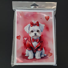 Load image into Gallery viewer, Maltese My Valentine Greeting Cards - Blank Note Cards – 8-Pack of Artist-Designed Cards with Envelopes