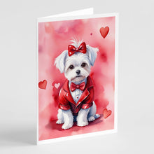 Load image into Gallery viewer, Maltese My Valentine Greeting Cards - Blank Note Cards – 8-Pack of Artist-Designed Cards with Envelopes