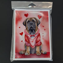 Load image into Gallery viewer, Mastiff My Valentine Greeting Cards - Blank Note Cards – 8-Pack of Artist-Designed Cards with Envelopes