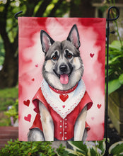 Load image into Gallery viewer, Norwegian Elkhound Valentine’s Day Garden Flag – Dog-Themed Heart Yard Decor