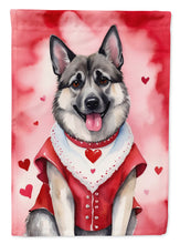 Load image into Gallery viewer, Norwegian Elkhound Valentine’s Day Garden Flag – Dog-Themed Heart Yard Decor
