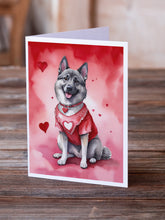 Load image into Gallery viewer, Norwegian Elkhound My Valentine Greeting Cards - Blank Note Cards – 8-Pack of Artist-Designed Cards with Envelopes