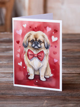 Load image into Gallery viewer, Pekingese My Valentine Greeting Cards - Blank Note Cards – 8-Pack of Artist-Designed Cards with Envelopes