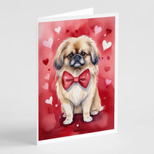 Load image into Gallery viewer, Pekingese My Valentine Greeting Cards - Blank Note Cards – 8-Pack of Artist-Designed Cards with Envelopes