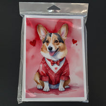 Load image into Gallery viewer, Corgi My Valentine Greeting Cards - Blank Note Cards – 8-Pack of Artist-Designed Cards with Envelopes