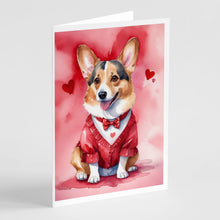 Load image into Gallery viewer, Corgi My Valentine Greeting Cards - Blank Note Cards – 8-Pack of Artist-Designed Cards with Envelopes