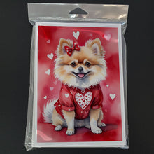 Load image into Gallery viewer, Pomeranian My Valentine Greeting Cards - Blank Note Cards – 8-Pack of Artist-Designed Cards with Envelopes