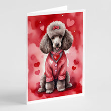 Load image into Gallery viewer, Chocolate Poodle My Valentine Greeting Cards - Blank Note Cards – 8-Pack of Artist-Designed Cards with Envelopes
